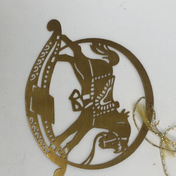 Vintage Flat Brass 1981 Christmas Ornament Rocking Horse Decoration - Picture 3 of 5